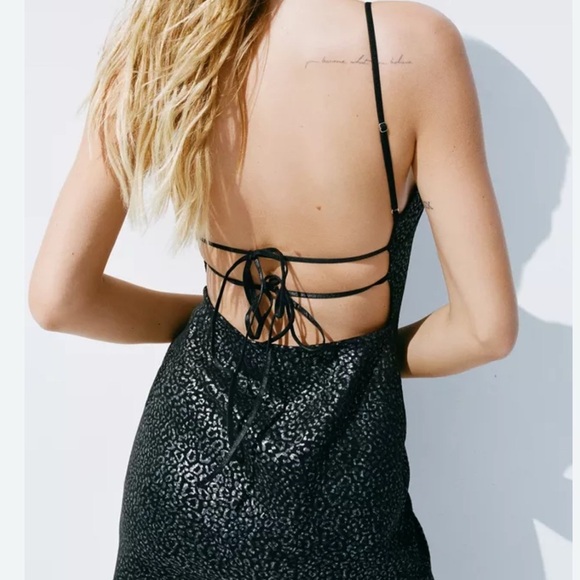 Urban Outfitters Textured Strappy Back Mini Dress Elegant Semi Formal size S - Picture 3 of 5